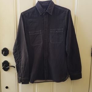 GAP 100% Cotton Mens Blue Button Up Shirt with Grey Striped Interior Size M